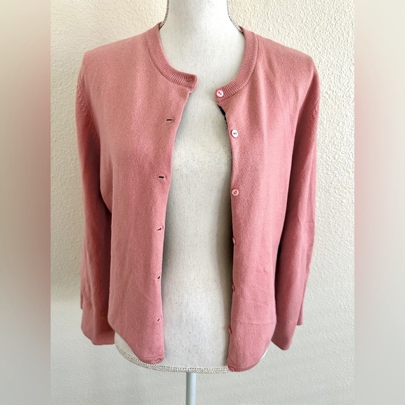 BCBGMAXAZRIA Silk Blend Pink Button-Up Cardigan Size Medium - Picture 1 of 12